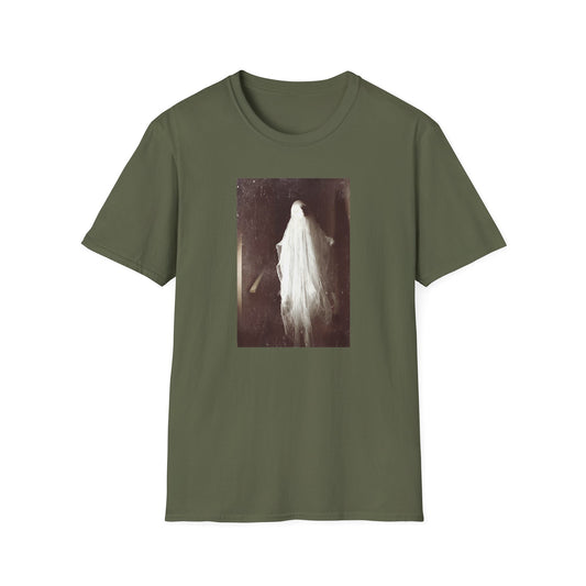 Ethereal Haunting - Ghost  image Cotton T-Shirt - Green - Softstyle Unisex