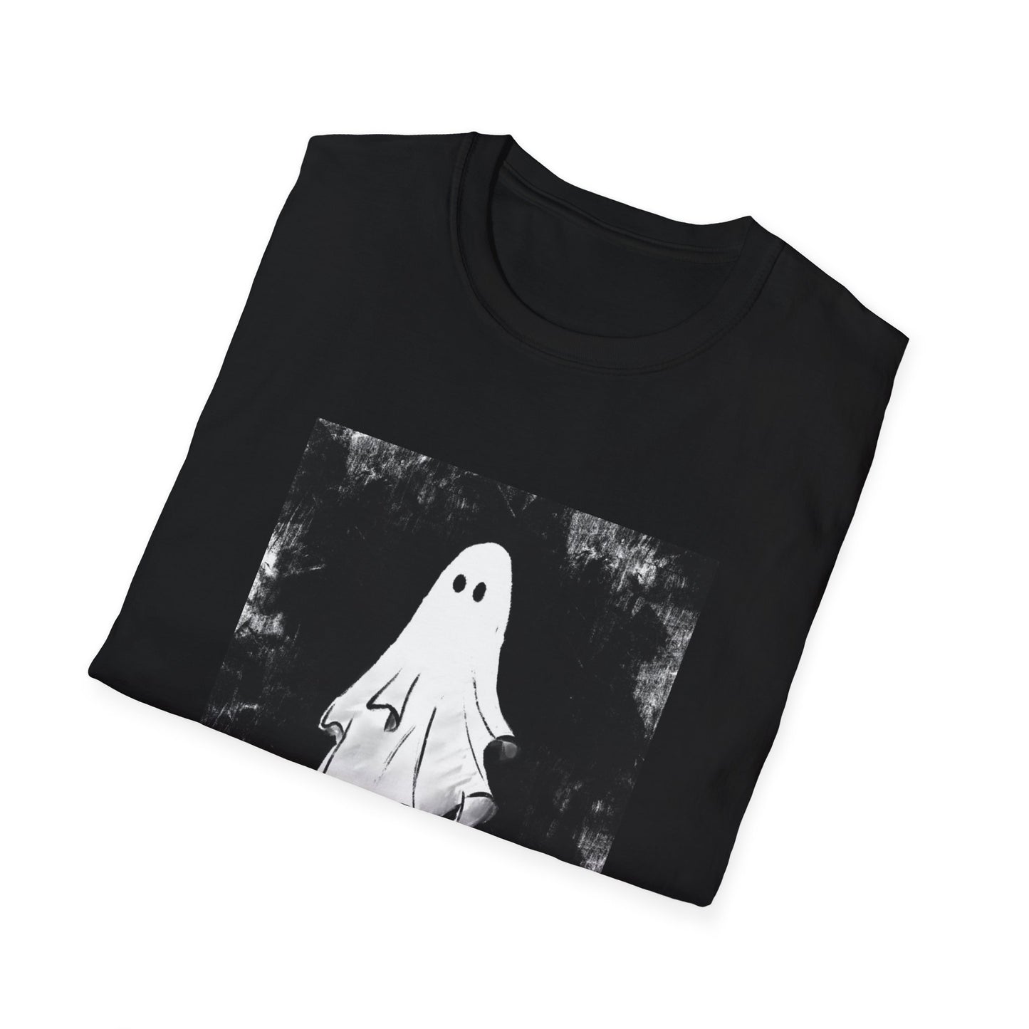 My Spooky Friend - Ghost Image - Unisex  Cotton T-Shirt - Black