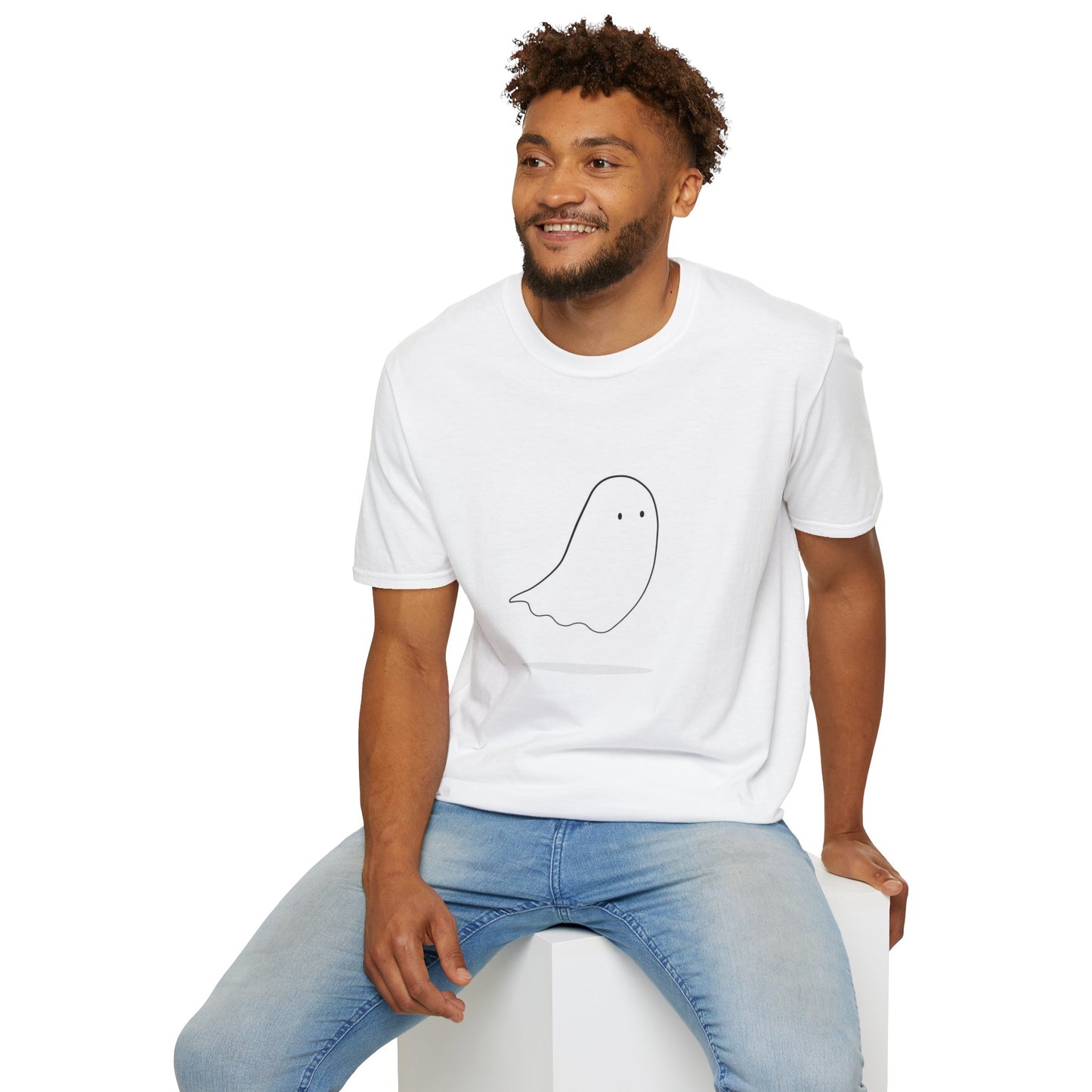 A Casual Haunt - Ghost T-Shirt - White - Softstyle Unisex T-Shirt