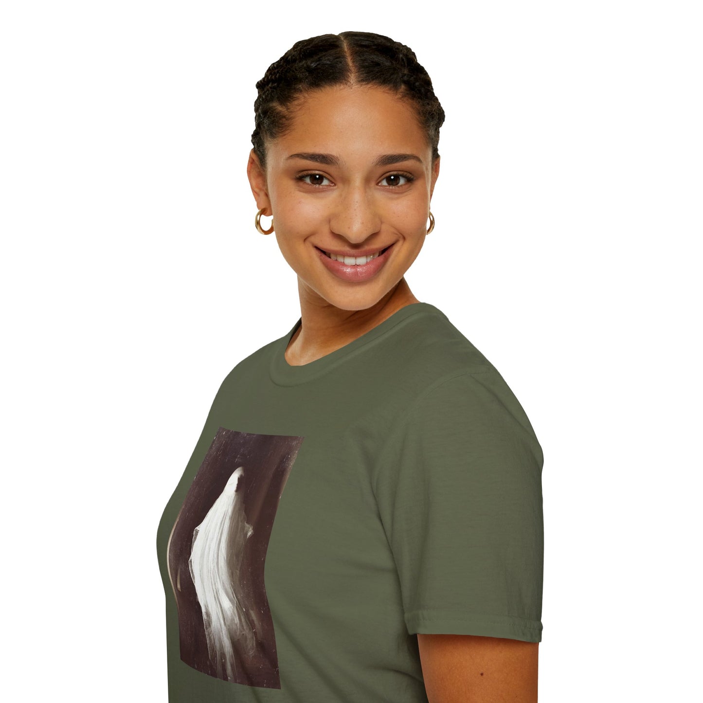 Ethereal Haunting - Ghost  image Cotton T-Shirt - Green - Softstyle Unisex