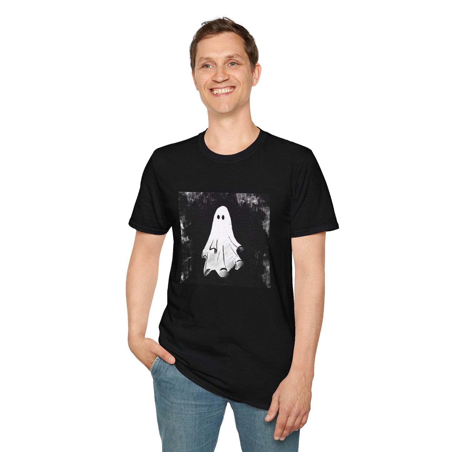 My Spooky Friend - Ghost Image - Unisex  Cotton T-Shirt - Black